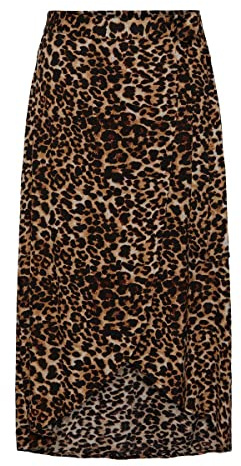 PIECES Damen Pctala Wrap Skirt Noos Bc, Indian Tan/AOP:Leo, S
