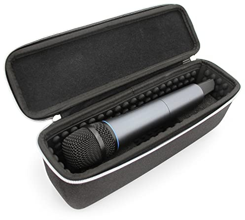 CASEMATIX Wireless Microphone Case and Wireless Mic Case for 1 or 2 Handheld Wireless Mics, Hard Shell Protective Carry Storage Travel Case Compatible with Shure, Sennheiser and Other PA Systems