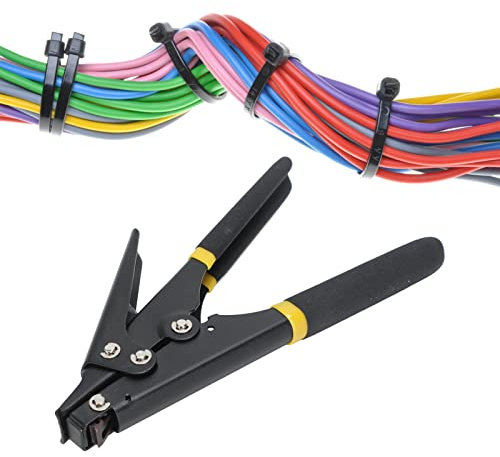 Pistola de Sujetacables, Pistola para Sujetar Cables de Nailon, Herramienta de Corte de Sujeción Con Cremallera de Plástico de Tensión Ajustable Portátil para Apretar El Nailon(Negro)