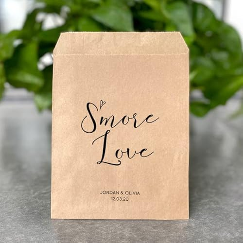 Personalisierte Geschenktüten für Hochzeiten 3x6/4x6/5x7/6x9Papiergeschenktüten Party Weiß/Kraftpapiertüte Keksriegel Leckereien Süßigkeitstüten-Kraft,10x15cm 25St