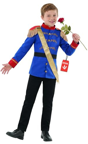 Morph Disfraz Principe Niño, Disfraz Halloween Niño | Chaqueta Azul con Charreteras, Faja Dorada & Cinturón, Detalles Dorados, Perfecto para Halloween, Ideal para Juegos de Rol