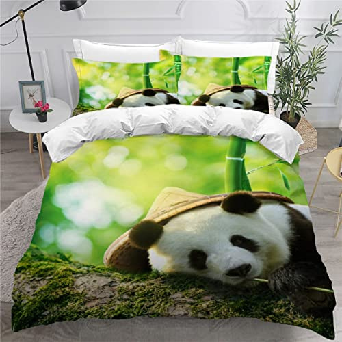 AKATIE - Funda nórdica de 220 x 240 cm, para adulto, juego de cama con 2 fundas de almohada de bambú, color verde