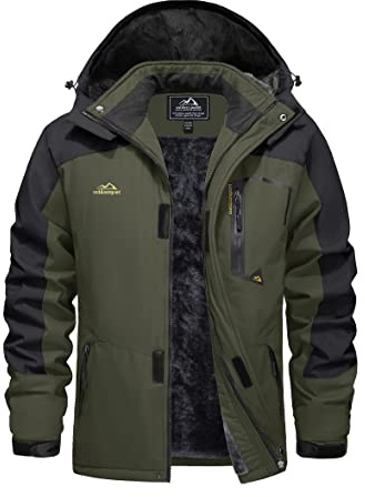 EKLENTSON Mens Waterproof Parka Coats Fleece Winter Zipper Hooded Jackets