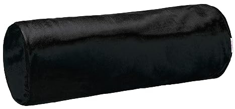 beties - Samt&Sonders-Serie - Nackenrollenhülle ca. 15x40 cm; Kissenbezug Samtkissen Kissenhülle mit Jeansnaht aus deutschem Unternehmen in hochwertiger Qualität (schwarz)