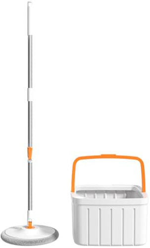 AMZLORD Trapeador flotante para piso perezoso Separación de agua Trapeador de limpieza doméstico giratorio 360 Trapeador de microfibra sin manos Trapeador perezoso con cubo Trapeador de sepa