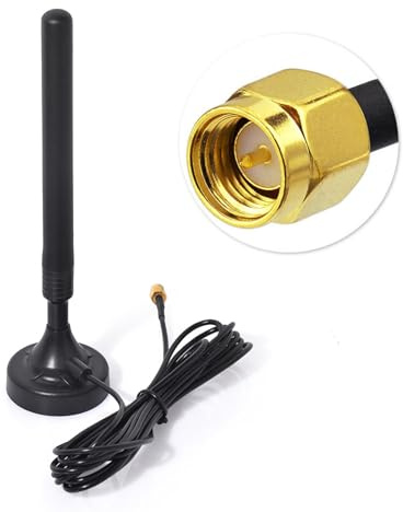 Superbat 3G/4G LTE Outdoor-Mobilfunkantenne 5dBi SMA-Stecker Magnetfuß | Omnidirektionale Funkantenne mit 3m RG174-Kabel und Regenschutz für Router, Modem, Hotspot, Gateway und Mobilfunk-Wildkamera