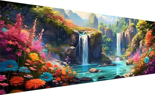 Diamond Painting, Diamant Painting Bilder Fallen, DIY Diamant Kunst Malerei Stickerei Set, Diamant Malen nach Zahlen Erwachsene, Blume Diamond Painting Set für Zimmer Wanddeko Geschenk 210x70cm M-5