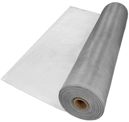 Tela Mosquitera Aluminio 18x14 Ancho 80 cm. Rollo 30 Metros. Malla Mosquitera Aluminio Anti Mosquitos, Antimoscas,