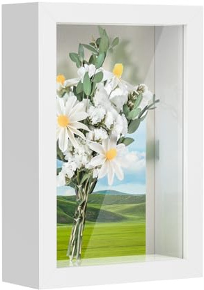 3D Shadow Box Frame 4x6 inch, Picture Frame with Glass for Crafts, 3cm Deep Box Frame Display Cases for Memorabilia, Baby Items, Wedding Memories, Medal, Tickets & Photos Display - White