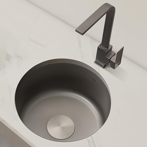 Küchenspüle Waschbecken Edelstahlspüle Spülbecken, Rundbecken Grau Einbauwaschbecken Mit schallabsorbierender Unterlage Antikondensationsschicht, Geeignet für Küche (40 * 40cm)