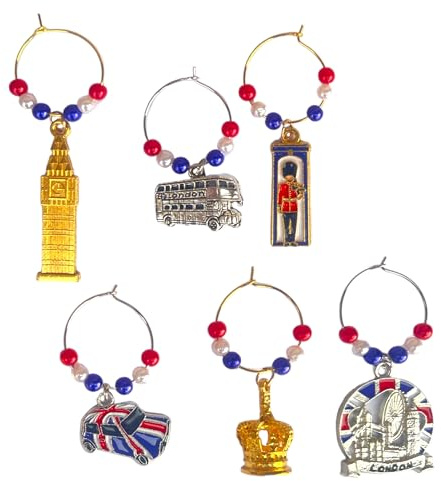 6 London Charms – London Landmark Charms – London Souvenir Glass Decoration - Glass Markers - Party Accessories - British Gift Set