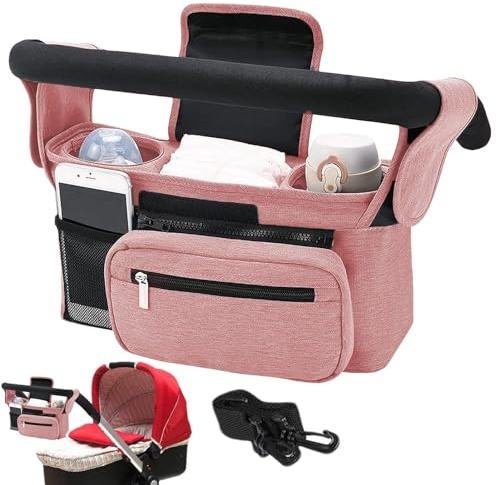 Kinderwagen-Organizer, Getränkehalter, wasserdichte Kinderwagen-Organizer-Tasche, Kinderwagen-Zubehörtasche, Kinderwagentasche mit Getränkehalter, Organizer für Kinderwagen, wasserdichter Organizer