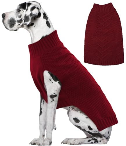 IECOii Big Dog Sweater - Extra Large Dog Sweater for Cold Weather, DarkRed, 4XL for Doberman & Great Dane, DarkRed - XXXXL