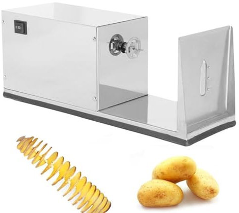Cortadora Eléctrica En Espiral De Patatas, Cortadora De Patatas Tornado, Cortador De Patatas En Espiral De Acero Inoxidable, Rodajas Giratorias Uniformes De 2,5-3 Mm, para Patatas, Pepino, Zanahorias