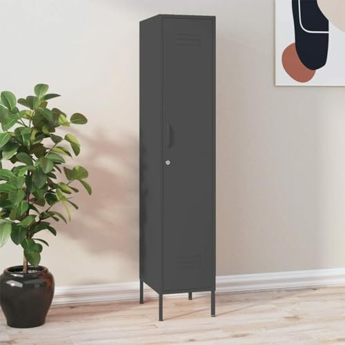 Iiaky Schließfachschrank Anthrazit 35x46x180 cm Stahl Spind Schrank SchließFachschrank AufbewahrungsschräNke Stahlschrank