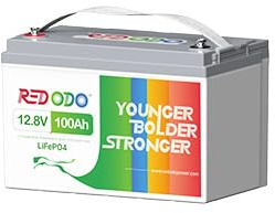 Redodo Batterie Lithium 12V 100Ah Batterie LiFePO4 Rechargeable BMS 100A Intégré Plus 101% d'Energie Utilisable 4000-15000 Cycles Profond pour Caravanes/Bateaux/Camping-Cars/Maison Solaire/Hors-Réseau