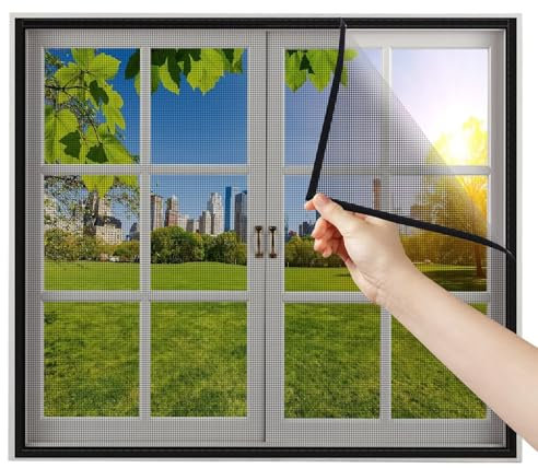 Fliegengitter Fenster Mit Ohne Bohren Terrasse 160x170cm Schwarz Kellerschacht Schutzgitter Insektenschutzrollo Fliegenschutz Fenster