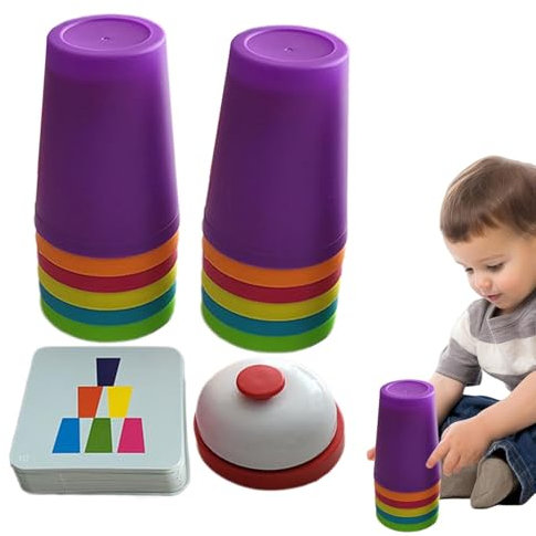 Stapelspiel für Becher, Spielzeug zum Stapeln von Bechern | Interaktive Stapelbecher für Kinder | Quick Cups-Spiele, tragbares Lernspielzeug für Feinmotorik, Hand-Auge-Koordination