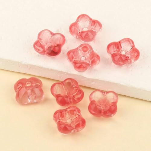 10 x 6 mm AB Klare tschechische Lampwork-Kristall-Pflaumenblütenform-Glas-Abstandshalterperle zur Schmuckherstellung DIY-Handarbeitsarmband-klares Rot-10 x 6 mm, 20 Stück