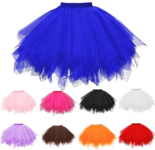 Blue hellblau blau Blauer Navy tüllrock Damen Fasching Karneval tüll Dame Tanzrock mädchen 70er tul Rock tütü tanzkleid Ballerina Ballett Tutu Tull 50er mini tullrock Frauen Ballettrock