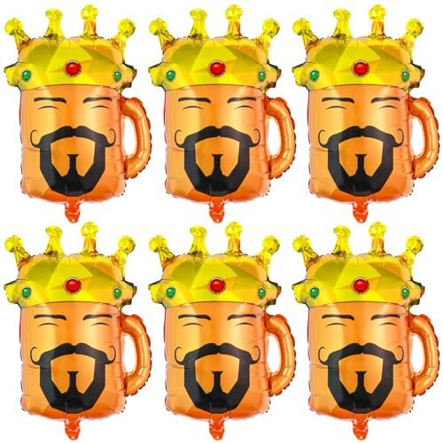6 Stück Luftballons Bier,XXL Bier Folienballon,Riesen Bier Aluminium Folie Ballons,Oktoberfest Deko Ballon,für Oktoberfest Deko,Bar Party Deko (A)