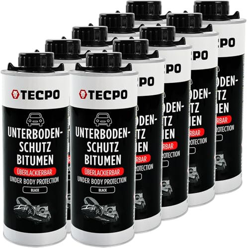 TECPO Unterbodenschutz Bitumen, 10 Liter überlackierbar schwarz dauerelastisch in Saugdose, Karosserieschutz Steinschlagschutz Rostschutzmittel Korrosionsschutz UBS mit Anti-Dröhn-Wirkung