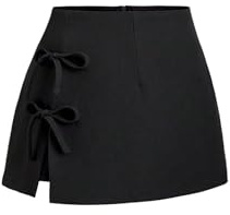 GORGLITTER Falda de verano elegante para mujer, faldas cortas con pantalón, minifalda con abertura, falda informal que realza la figura, Negro , XS