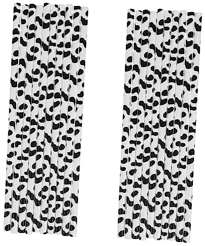 Pajitas de Papel Estampado de Vaca, 60 Unidades Biodegradables | Fiestas de Cumpleaños y Celebraciones, Superficie Lisa, Diseño de Granja