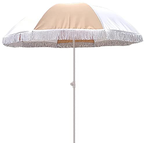 Fine Tassel Garden 2m Outdoor Sunshade Tilt Patio Umbrella Beach Parasol UV Protection - No Base