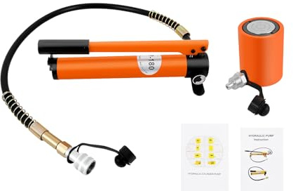 JJsdwin Hydraulik Handpumpe, Manuelle Hydraulikpumpe mit 1m Schlauch, Ölreserven 350CC, Hydraulikzylinder für Richten, Scheren und Nieten (Orange)