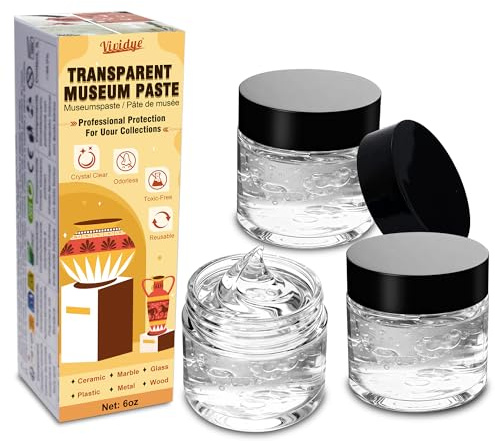 Clear Exhibit Gel for Museums - 6oz Museum Putty Wax for Securing Collectibles to Prevent Falling | Removable, Residue-Free ＆ Reusable | Museum Paste for Glass, Antiques, Ceramic, Action Figures