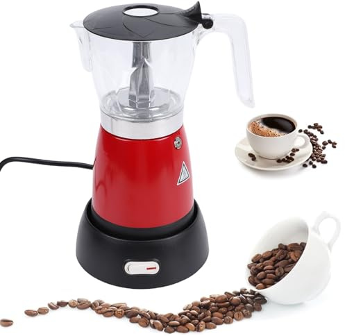 Oreilet Cubana, 480 W, 300 Ml, 6 Tazas, Italiana Eléctrica de Aleación de Aluminio con Base Desmontable para Viajes a Casa, Máquina de café Expreso Profesional Moka Pot (Enchufe de la UE)