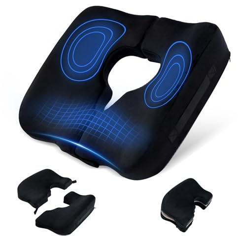 IFOYO Bed Sore Cushions for Butt, Memory Foam Tailbone Pain Relief Cushion | T-Shaped Anti-Slip Bedsore Pressure Relief Pillow for Sleeping & Sitting, Post-Surgery, Wheelchair Users, Washable Cover