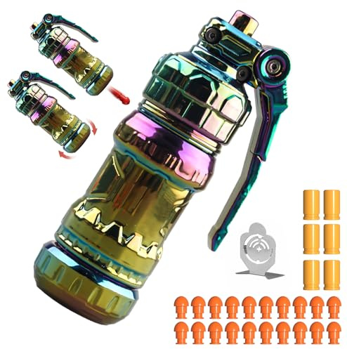Legierung Anti Stress Spielzeug,Metall EDC Spielzeugpistole Drehen Dekomprimieren+20 Soft Bullet Und Mini-Stahlscheibe Startbar Soft Bullet Guns Toy,Mehrere SpielmöGlichkeiten (Color)