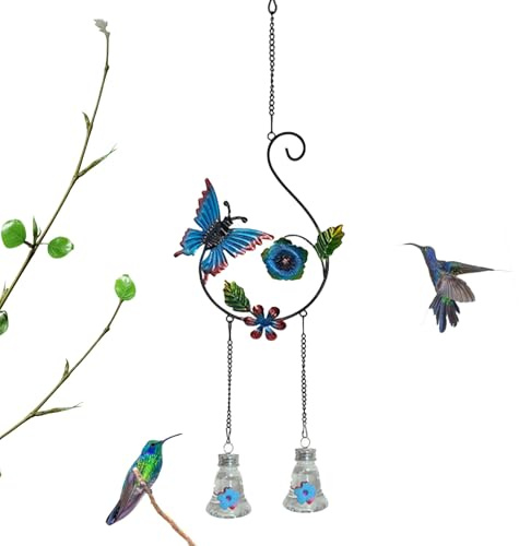Distributeur de nourriture pour colibri, anti-fourmis et abeilles, charmant, élégant, coloré, carillon éolien, pour jardin, cour, salon, balcon, pelouse, prairie