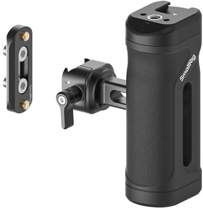 SMALLRIG Mini-Seitengriff mit NATO-Klemme und NATO-Schiene, für die Linke oder rechte Hand, höhenverstellbar, mit integriertem Blitzschuh und Gewindeloch, max. Tragfähigkeit 10 kg / 22 lb - 5947