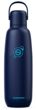 Sodastream Fizz & Go – Bouteille isotherme en acier inoxydable 0,9L, double paroi, conserve chaud ou froid jusqu’à 12h, compatible machines Sodastream, bleu marine