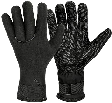 Riisoyu 3 mm Gants de Plongée, Gants de plongée en néoprène avec Sangle réglable pour Homme Femme Antidérapant Thermique idéal pour la plongée sous-Marine, la plongée avec Tuba, Le Kayak, Le Surf, L