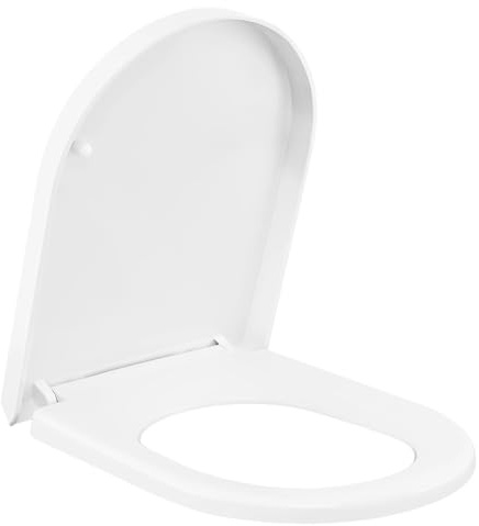 Tapa Wc Amortiguada Tapa de inodoro en forma D con mecanismo cierre y bisagra, accesorios baño antibacterianos, solución rápida e instalación
