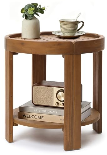 Hometopia Beistelltisch Rund aus massivem Akazienholz Ø50 cm