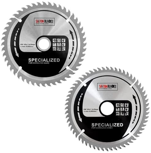 Saxton 165mm TCT Thin Kerf Cordless Circular Saw Blade Pack B Dewalt Makita Ryobi Bosch
