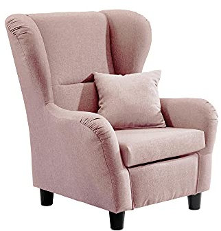 lifestyle4living - Moderner Ohrensessel – Große Auswahl an Stoffen und Farben - Gemütlicher Designer-Sessel im eleganten Landhaus-Stil, Rosa