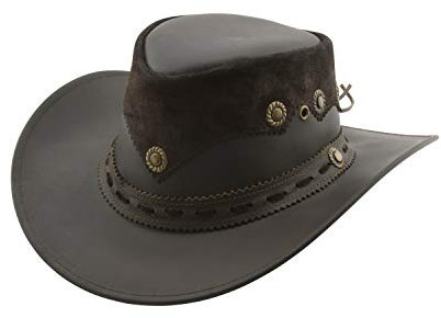 Black Jungle PENTLAND Lederhut, Westernhut, Australienhut, Cowboyhut (Braun, XL)