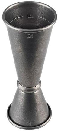 Buddy´s Bar - Barmaß, 2 cl / 4 cl Doppelmaß, Innenmaße 1 cl / 3 cl, hochwertiges Barmaß, lebensmittelecht, Jigger zum Abmessen von Zutaten für Cocktails, Edelstahl antik