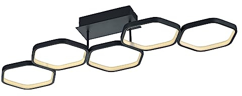 Reality Leuchten LED Deckenleuchte Vigo R62055142, Metall Schwarz matt, inkl. 24 Watt LED, Switch Dimmer