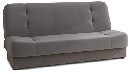 Sofnet - Schlafsofa Sena mit Bettkasten (Grau, Manila 16) | Schlafsofa mit Bettkasten, Veloursstoff, Bettfunktion, Couch, Bettsofa, Sofagarnitur, Polstersofa