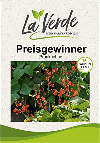 La Verde MEIN GARTEN UND ICH. Preisgewinner Bohnensamen für ca. 25 Pflanzen, Prunkbohne, dekorativ und kräftig wachsend, Saatgut ohne Gentechnik
