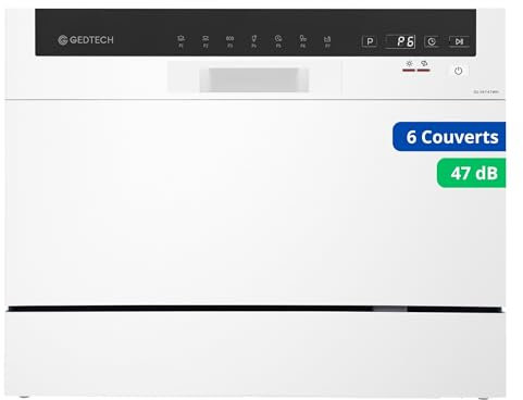 GEDTECH - Lave vaisselle Table Top GLV6T47WH - 6 couverts - 47 dB - Départ différé