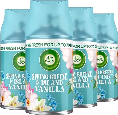 Air Wick |Spring Breeze & Island Vanilla |Automatic Air Freshener |Freshmatic Auto Spray Refill | 250ml|Pack of 4