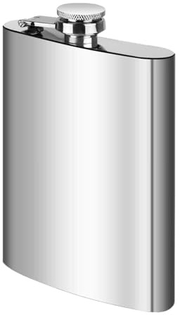 Intirilife Flachmann Schnapsfläschchen Getränkebehälter aus Edelstahl in Silber mit 250 ml Füllmenge - 9.3 x 2.2 x 13.9 cm - Zum Mitnehmen von Erfrischungen für Unterwegs